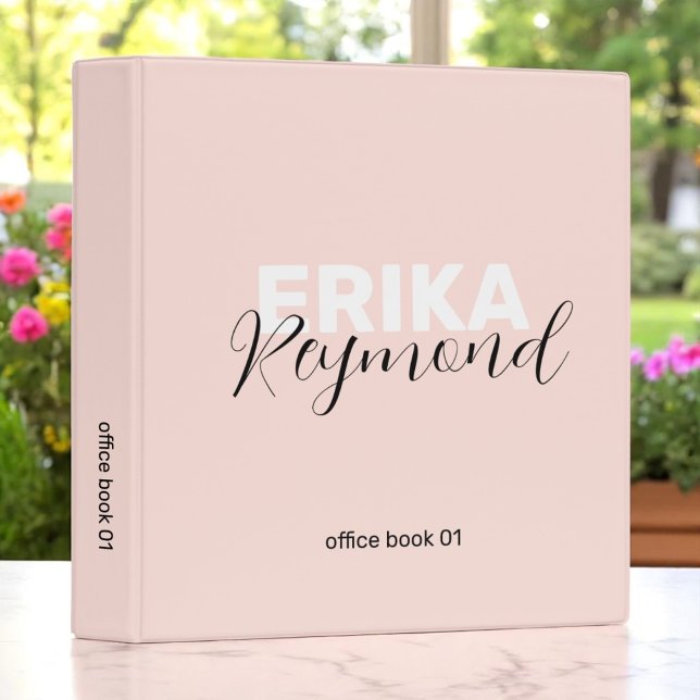 Blushing Pink Modern Office Book for a girl 3 Ring Binder (Creator Uploaded)