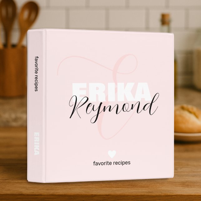 Blushing Pink Monogram Favorite Recipes 3 Ring Binder (Creator Uploaded)