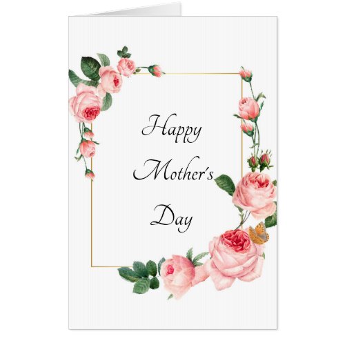 Blushing Pink Rose Happy Mothers Day Card