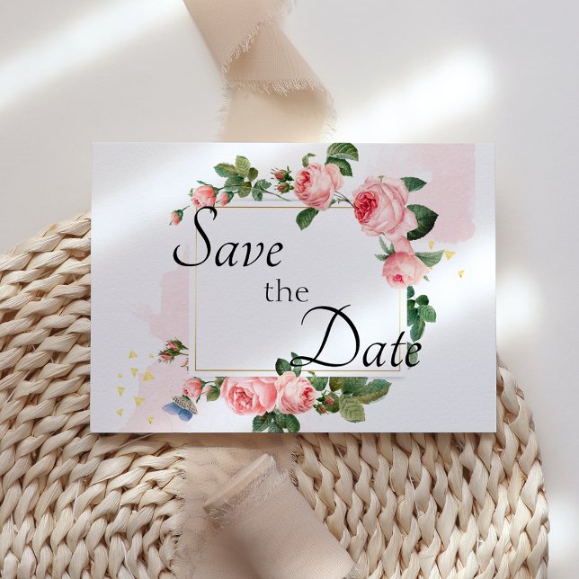 Blushing Pink Rose Save The Date (Creator Uploaded)