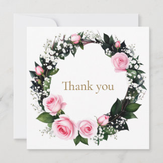 Blushing Pink Roses Thank You Card
