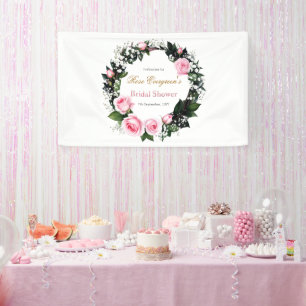 Blushing Romance: Pink Rose Bridal Shower Banner