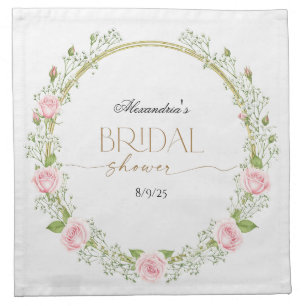 Blushing Romance: Pink Roses & Baby’s Breathe Cloth Napkin