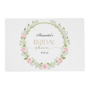 Blushing Romance: Pink Roses & Baby’s Breathe Placemat