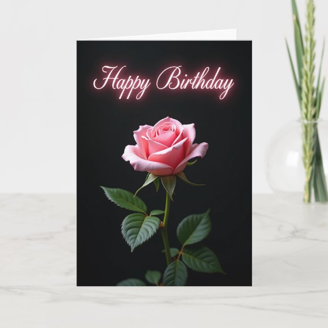 Blushing Rose Birthday Card (Front)
