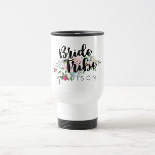 Blushing Rose Watercolor Wedding Bride Tribe Travel Mug