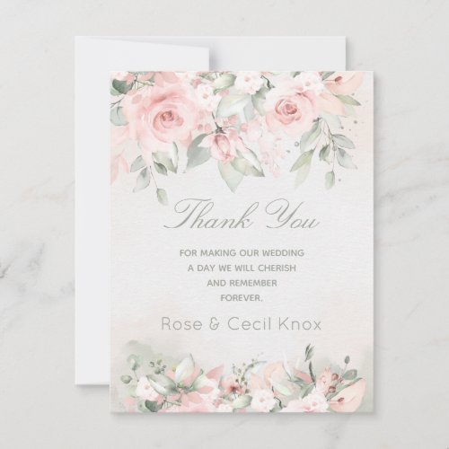 Blushing Rose Wedding Thank You Card