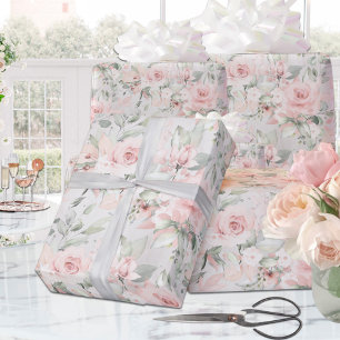 Blushing Roses 2 Wedding Wrapping Paper Sheets