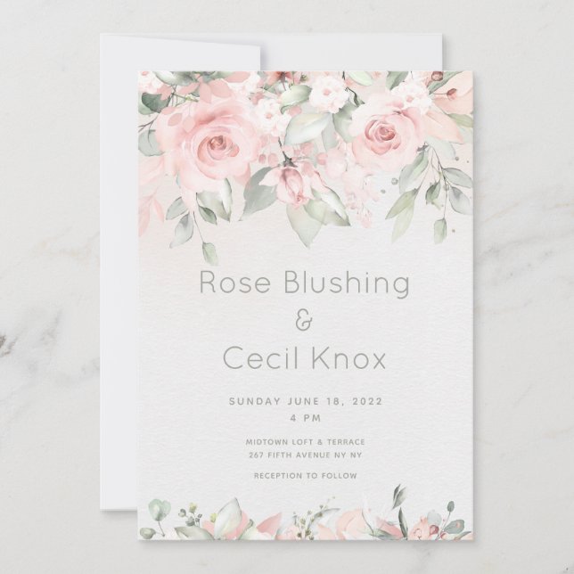 Blushing Roses Wedding Invitation Suite (Front)