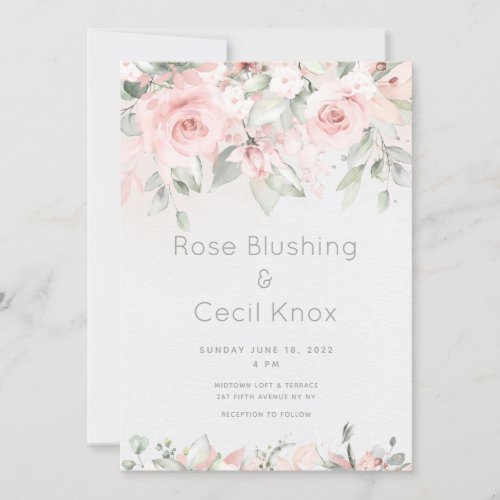 Blushing Roses Wedding Invitation Suite