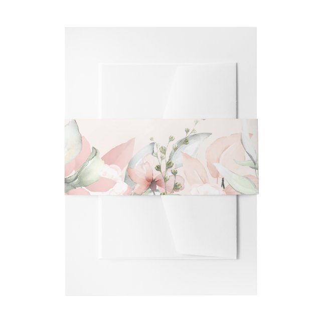 Blushing Roses Wedding Invitation Suite Belly Band (Front Example)