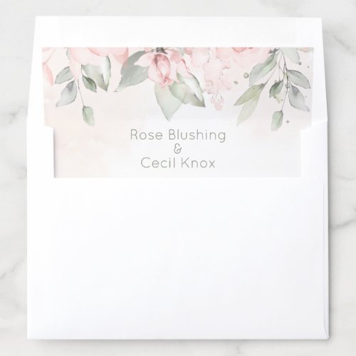 Blushing Roses Wedding Invitation Suite Envelope Liner