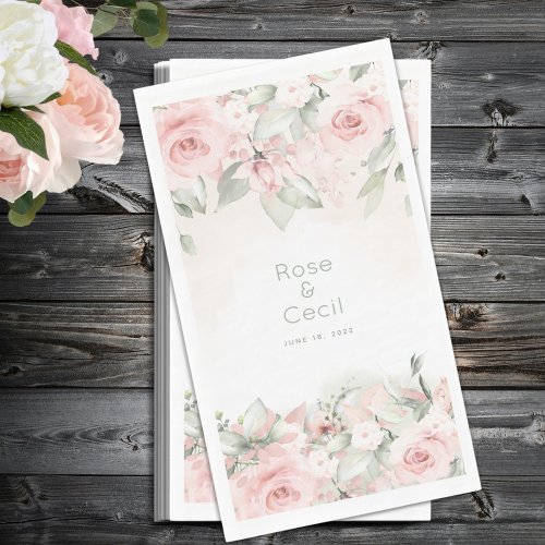 Blushing Roses Wedding  Paper Guest Towels