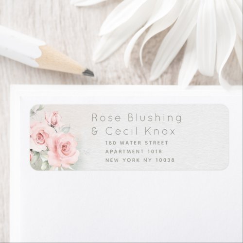 Blushing Roses Wedding Return Address Label
