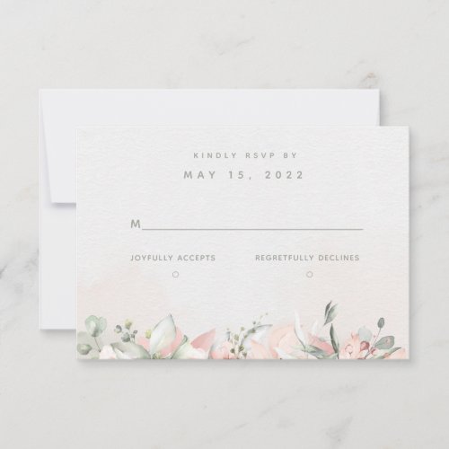 Blushing Roses Wedding RSVP No Meal Choice