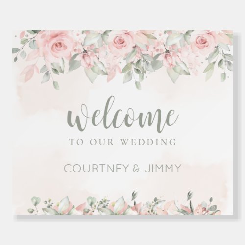 Blushing Roses Welcome To Our Wedding  Foam Board