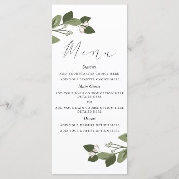 Blushing Sprigs Menu Card by Whimzy_Designs at Zazzle
