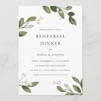 Blushing Sprigs Rehearsal Dinner Invitation by Whimzy_Designs at Zazzle