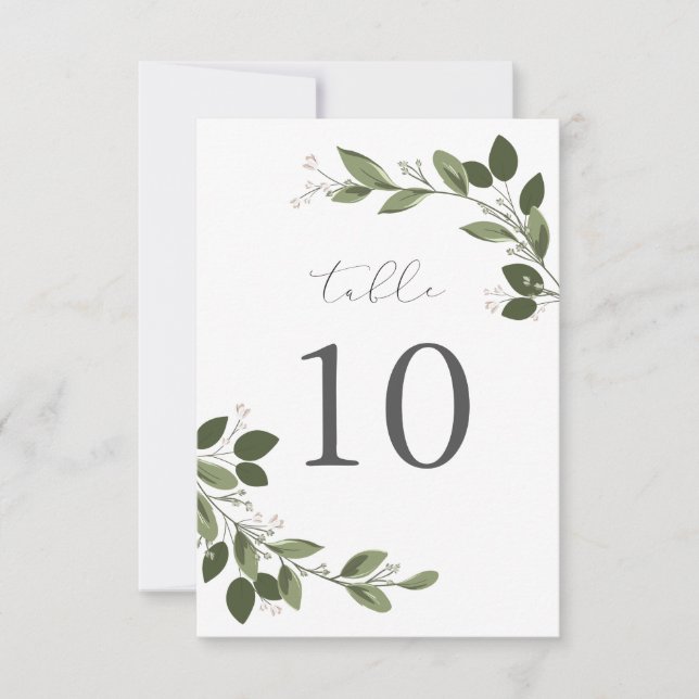 Blushing Sprigs Table Number Card (Front)