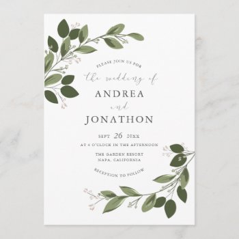 Blushing Sprigs Wedding Invitation by Whimzy_Designs at Zazzle