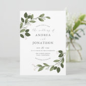 Blushing Sprigs Wedding Invite with Pink Back (Standing Front)