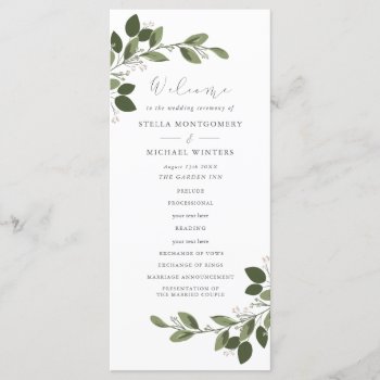 Blushing Sprigs Wedding Program by Whimzy_Designs at Zazzle