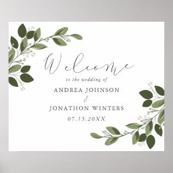 Blushing Sprigs Wedding Welcome Poster by Whimzy_Designs at Zazzle