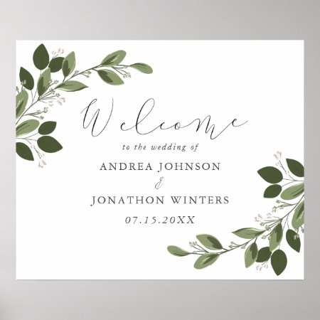 Blushing Sprigs Wedding Welcome Poster