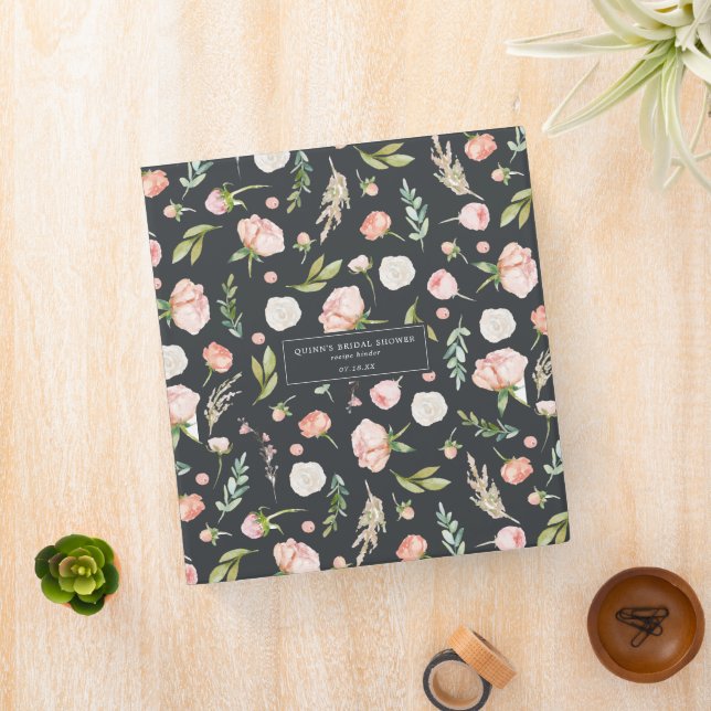 Blushing Summer Floral | Bridal Shower Recipe 3 Ring Binder (In Situ)