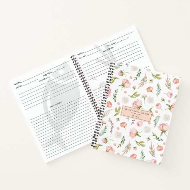 Blushing Summer Floral | Bridal Shower Recipe Notebook (Inside)