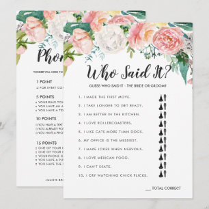 Blushing Summer Floral Double-Sided Bridal Shower Invitation