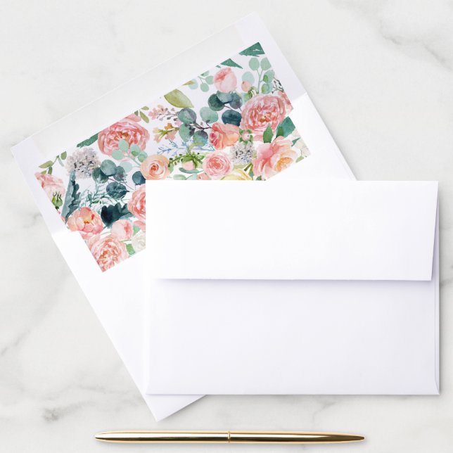 Blushing Summer Floral Envelope Liner (Desk)