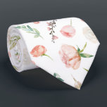Blushing Summer Floral Watercolor Flowers Neck Tie<br><div class="desc">Featuring soft blushing peony flowers with lush botanical green foliage. Warm soft shades of greens and pastels are back again for summer, and this ethereal palette proves it. Green willow, soft celadon, warm yellow and coral peach, and delicate lilac purple together create a tranquil combination that’s easy on the eyes....</div>
