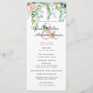 Blushing Summer Floral Wedding Ceremony Program