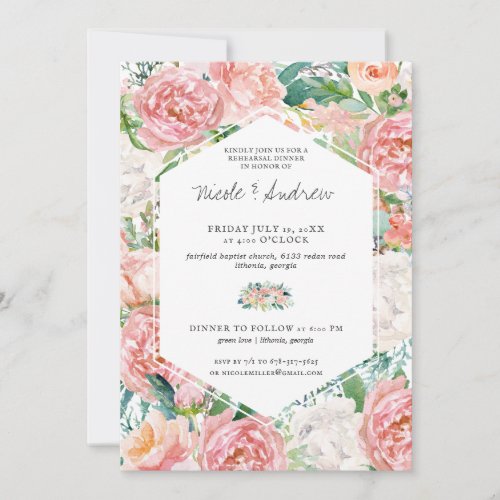 Blushing Summer Floral Wedding Rehearsal Dinner