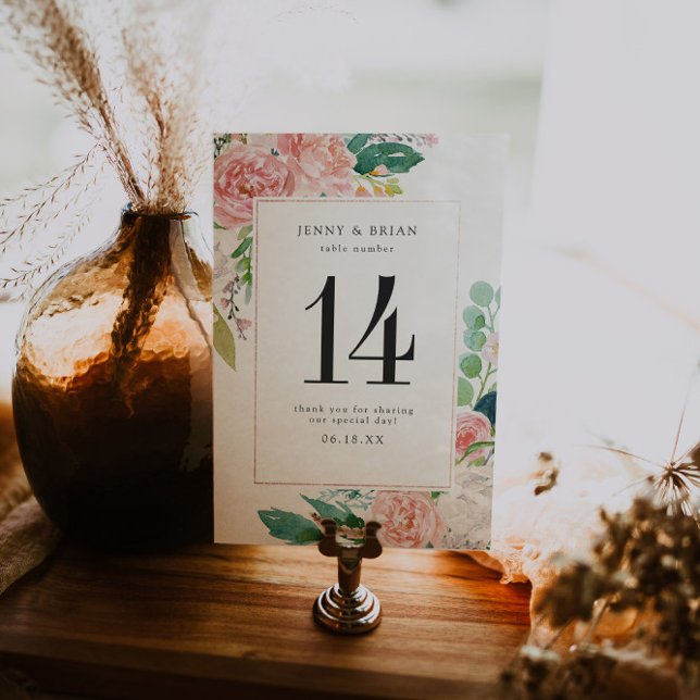 Blushing Summer Floral Wedding Table Number (Creator Uploaded)