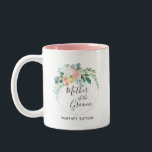 Blushing Summer Floral Wreath Wedding Favor Two-Tone Coffee Mug<br><div class="desc">Celebrate the Mother of the Groom (or customize to say any member of your bridal party) with this Gorgeous Coffee Mug. This will make a fabulous addition to the wedding party gifts and make your mom or mother-in-law feel very special! Add your custom wording to this design by using the...</div>