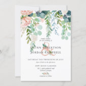 Blushing Summer | Watercolor Floral Wedding Invitation (Front)