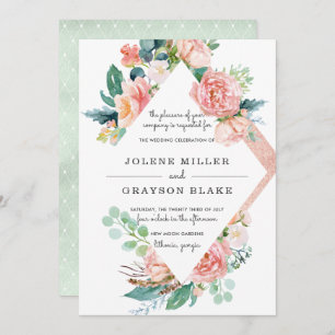Blushing Summer   Watercolor Floral Wedding Invitation