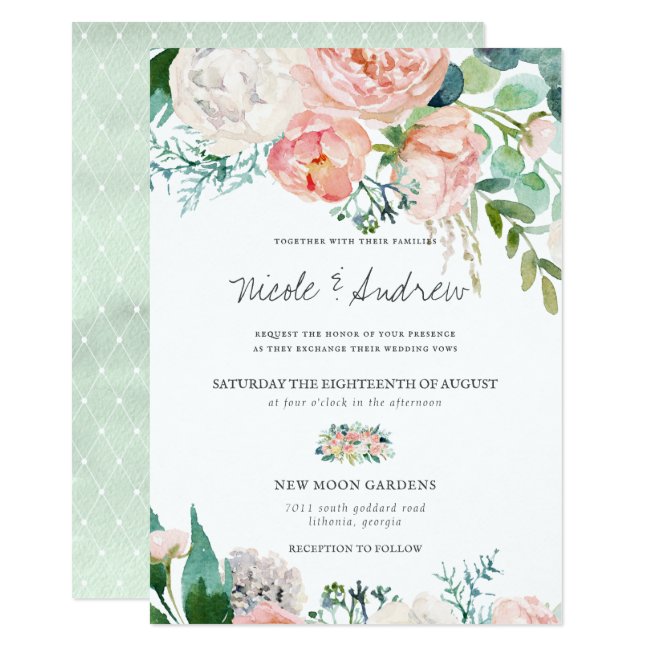 Blushing Summer | Watercolor Floral Wedding Invitation