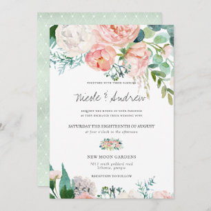 Blushing Summer   Watercolor Floral Wedding Invitation