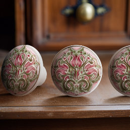 Blushing Tulip Elegance Ceramic Knob Pull