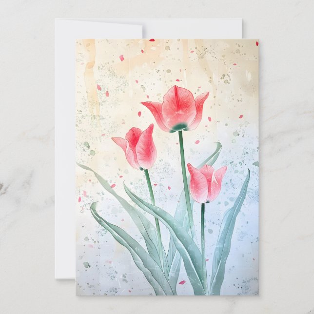 Blushing Tulip Elegance Holiday Card (Front)