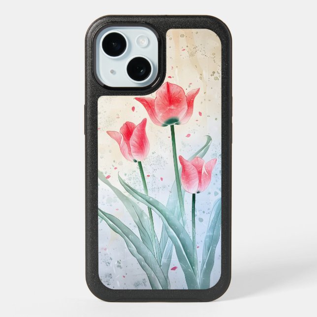 Blushing Tulip Elegance iPhone 15 Case (Back)