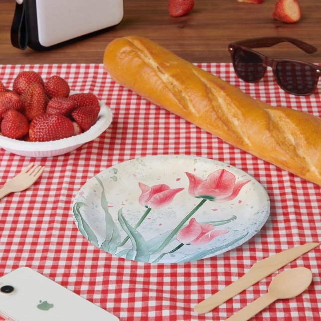 Blushing Tulip Elegance Paper Plates (Picnic)