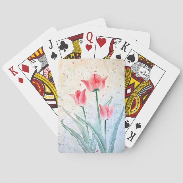 Blushing Tulip Elegance Poker Cards (Back)