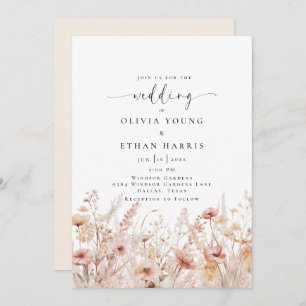 Blushing Wildflowers Wedding Invitation