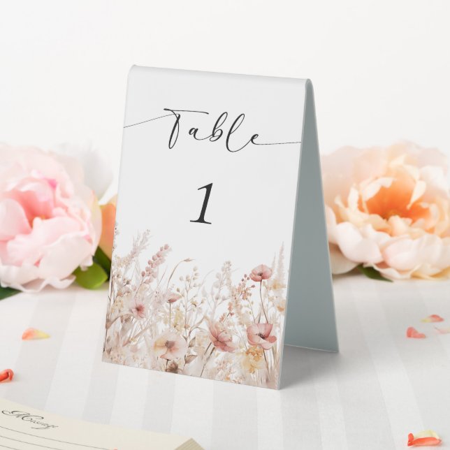 Blushing Wildflowers Wedding Table Number Table Tent (In SItu (Wedding))
