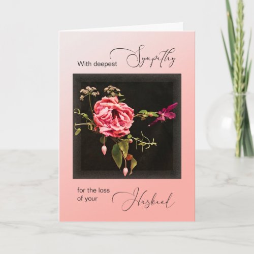 Blushing Wilted Rose Sympathy Loss of Husband Card