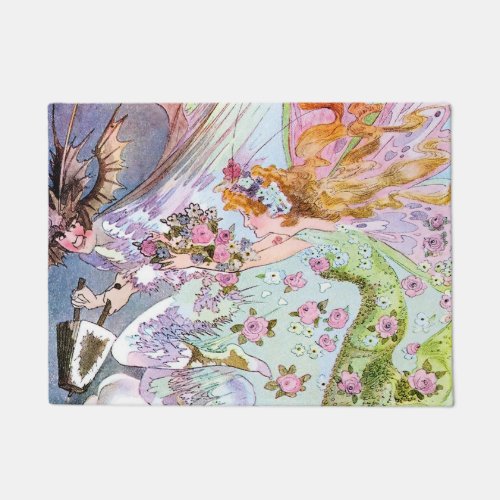 Blustering March Fairy Art by M T Ross Doormat